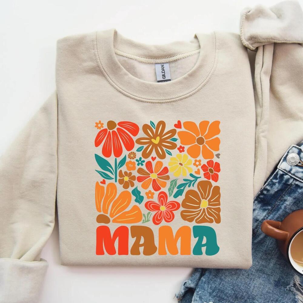 Mama Wildflowers Sweatshirt Retro Floral Hoodie Mothers Day Gift